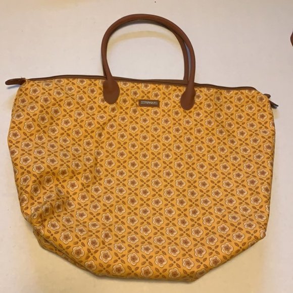 Longaberger Yellow and Brown Travel Bag Set - Picture 2 of 9